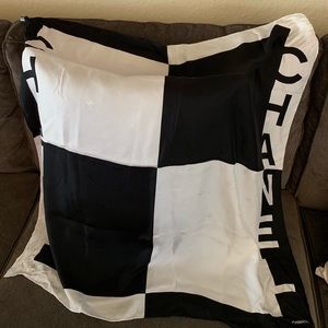 Black and White CHANEL Silk Scarf